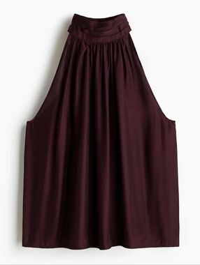 BRAND NEW NWT Burgundy Plum Tone High Neck Sleeveless Blouse Top XL